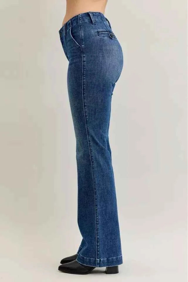 Judy Blue Full Size Mid Rise Bootcut Jeans with Welt Pockets Plus Size