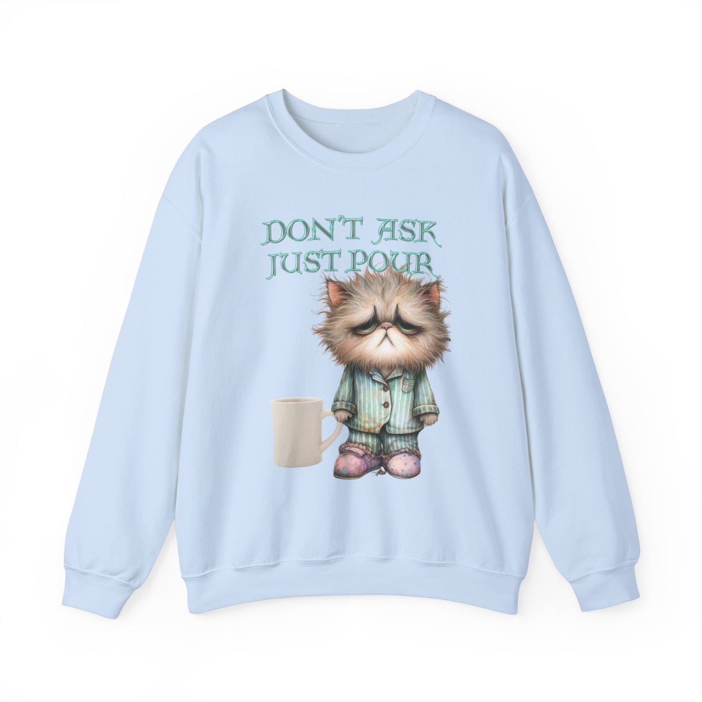 Just Pour Coffee Lover Sweatshirt Women's Top - Funny Cat Lover Gift, Cozy Apparel - The Eggy's store