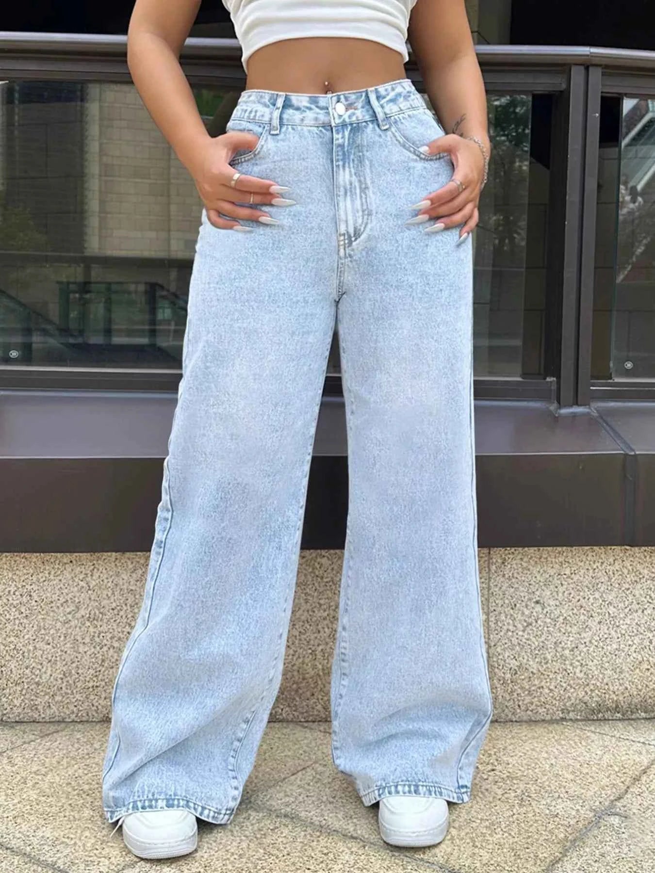 High-Waisted Wide Leg Jeans