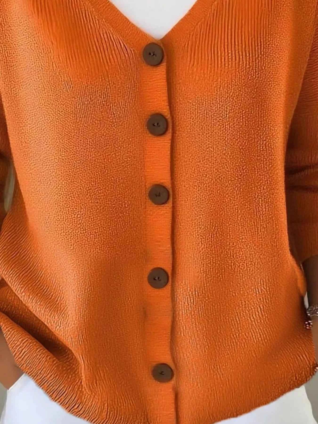 Full Size V-Neck Button-Down Knit Sweater Plus Size