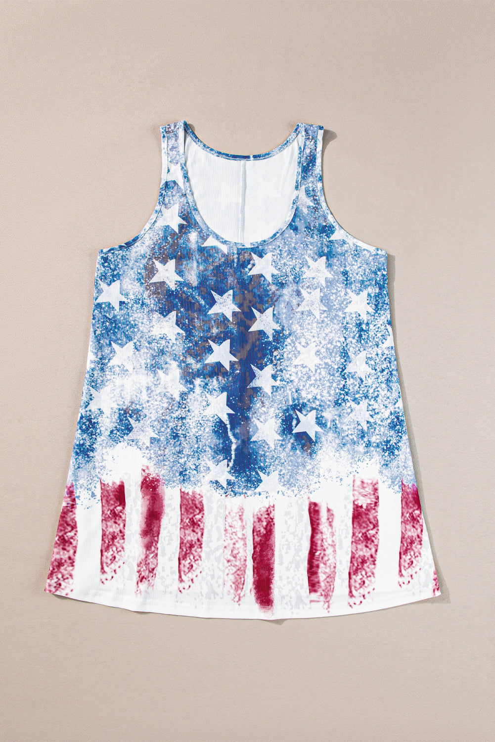 Vintage Washed American Flag Tank Top – Patriotic Racerback Shift Top in Blue