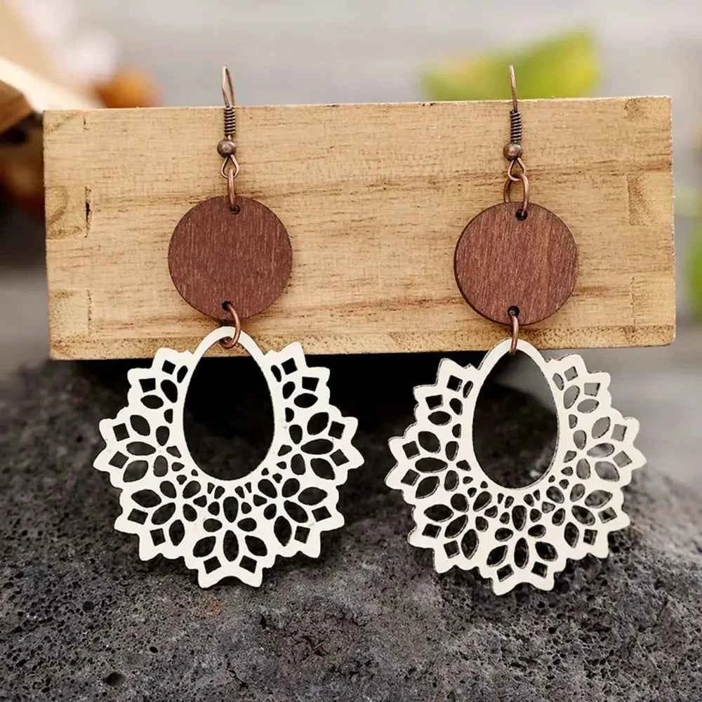 Boho Mandala Geometric Cutout Dangle Earrings