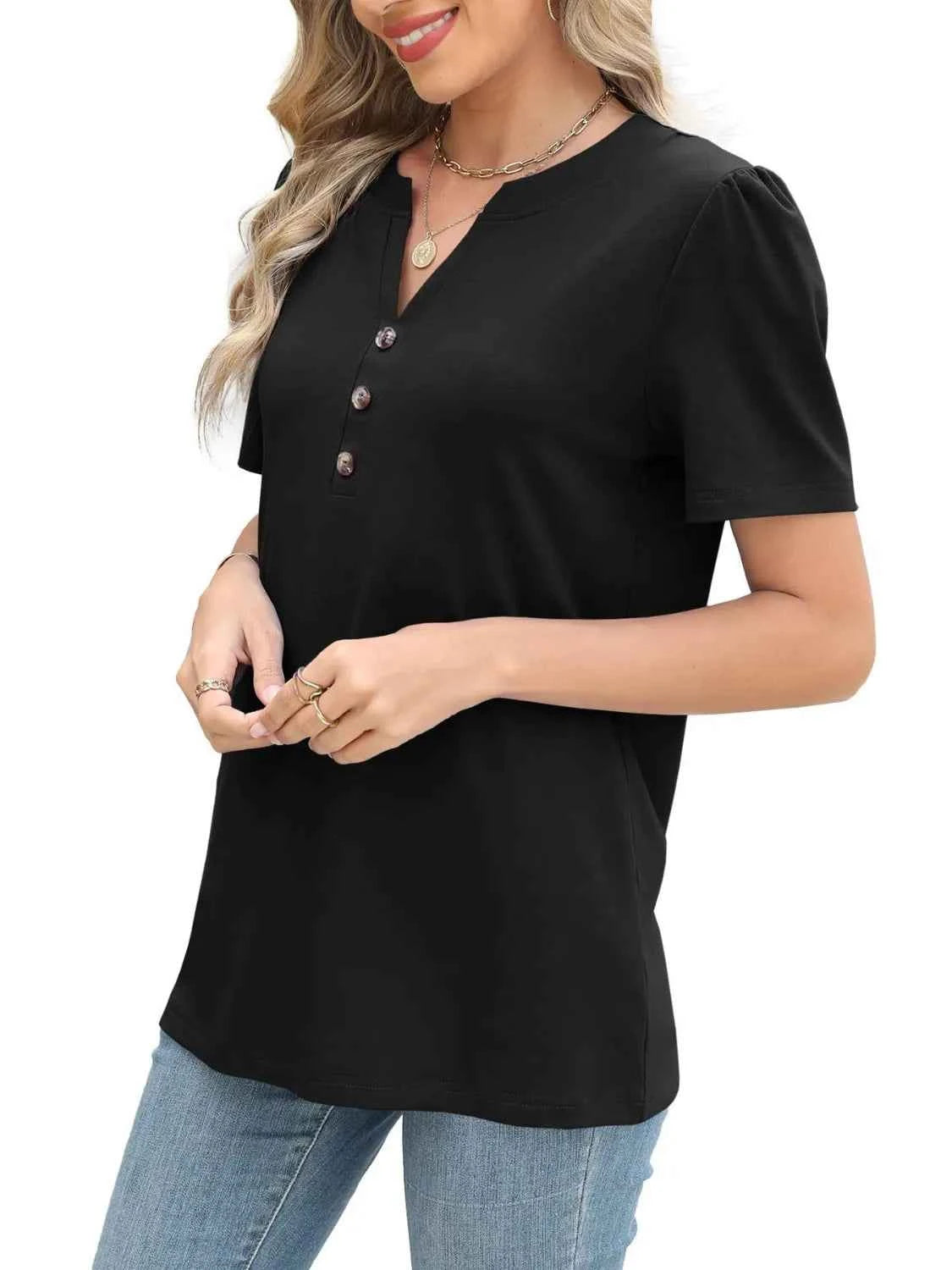 Notched Short Sleeve T-Shirt