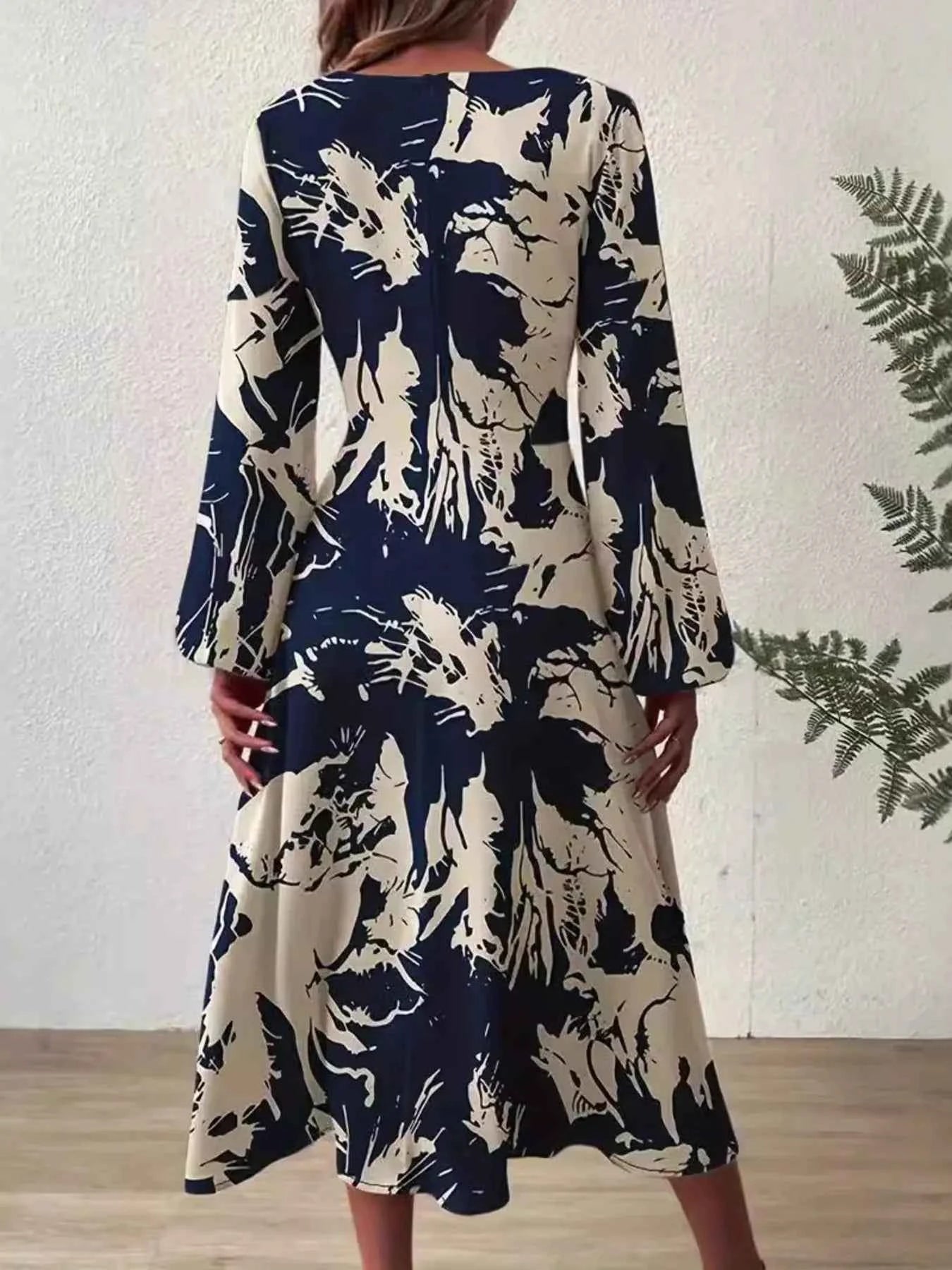 Long Sleeve Printed Midi Dress