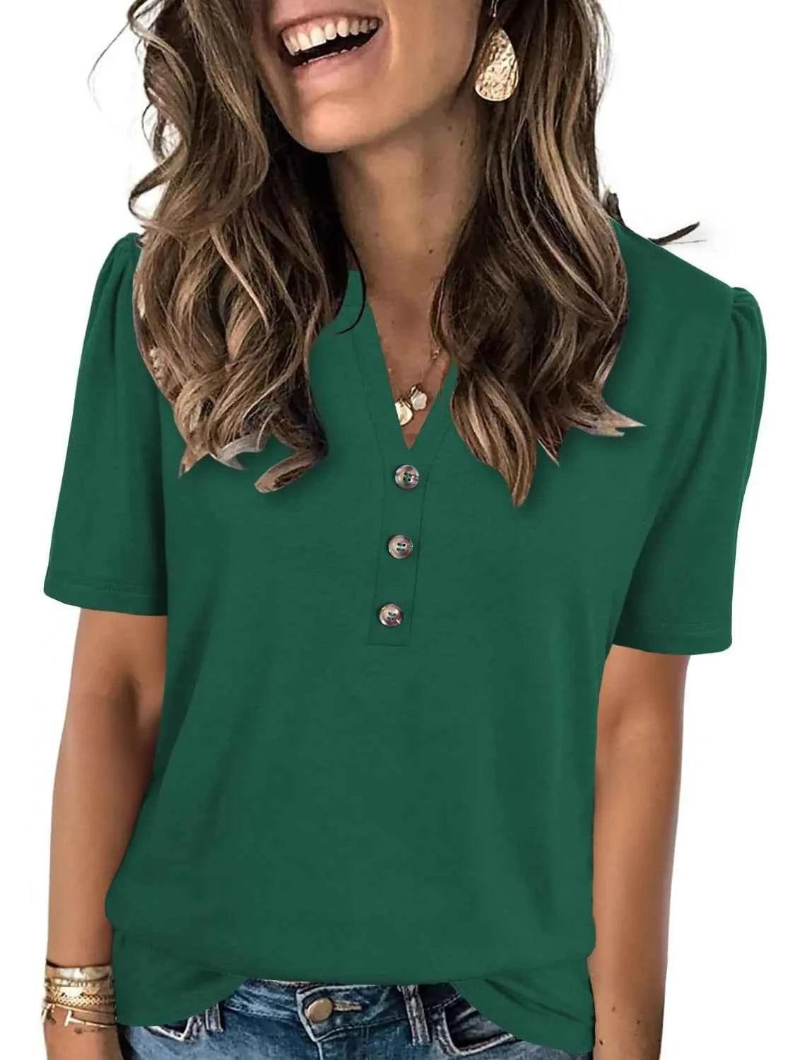 Notched Short Sleeve T-Shirt