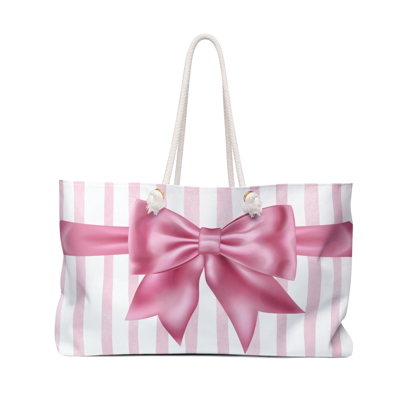 Weekender Bag Pink Bow and Stripes Design - The Eggy's store