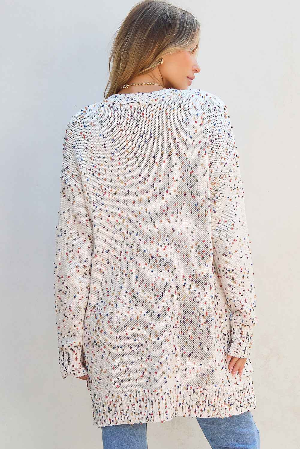 Ailany Confetti Rib Knit Long Sleeve Cardigan