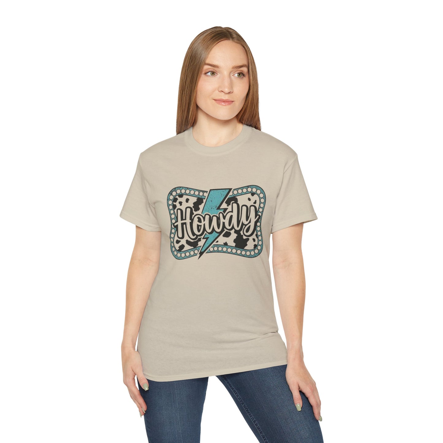 Howdy Lightning Graphic Tee - Fun Unisex Cotton Women's T-Shirt for Summer, Festivals, Casual Wear - The Eggy's store