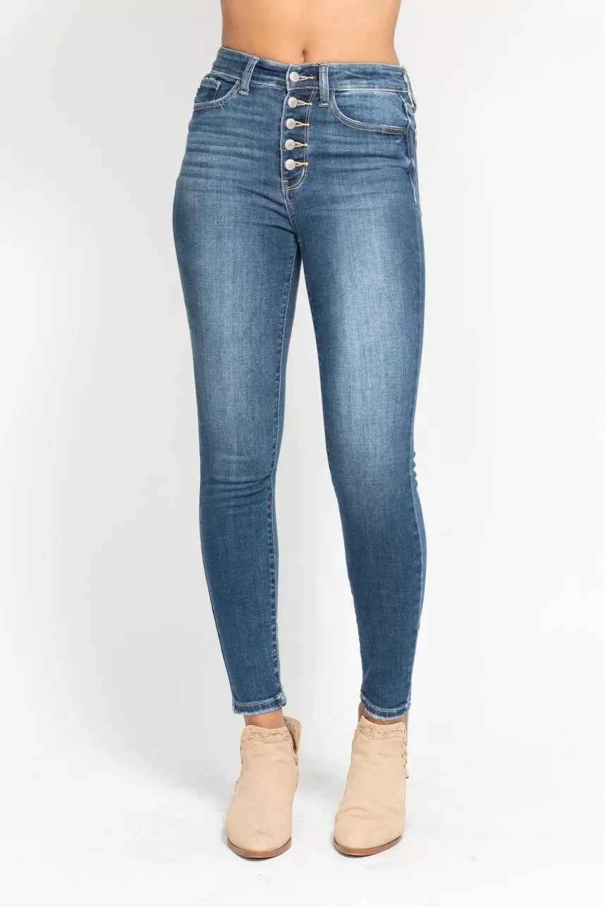 Judy Blue Full Size High Rise Button Fly Skinny Jeans Plus Size