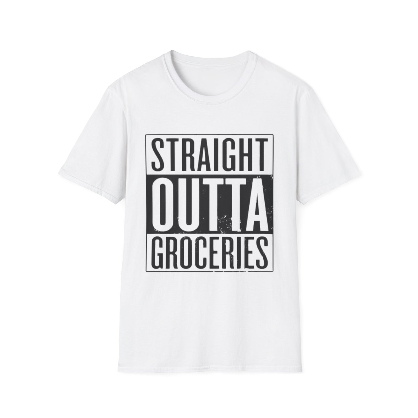 Straight Outta Groceries Unisex Softstyle Women's T-Shirt, Funny Tee, Casual Wear, Gift for Foodies, Humor Clothing