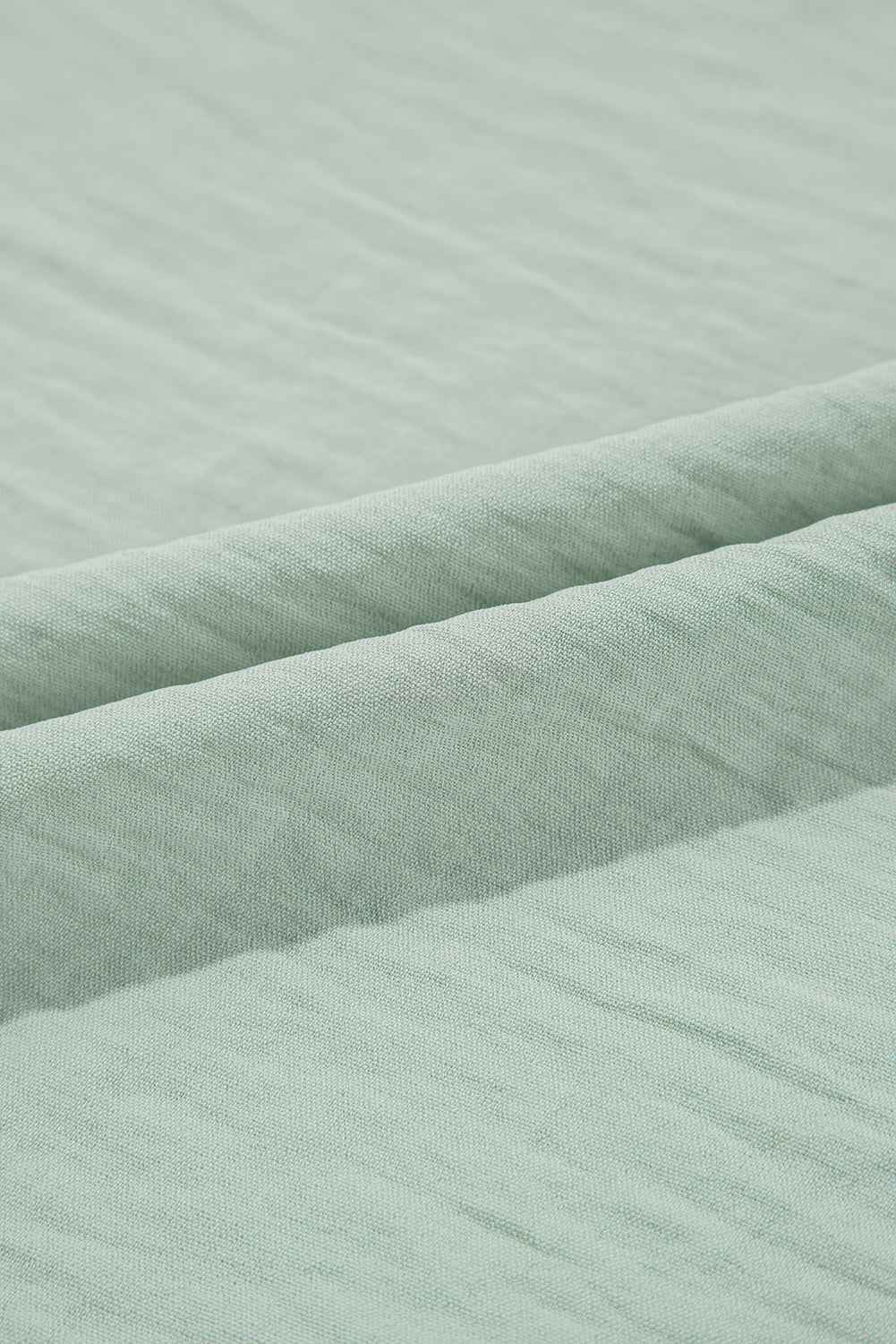 Clearly Aqua Solid Color Ruffle Sleeve Crinkled Blouse