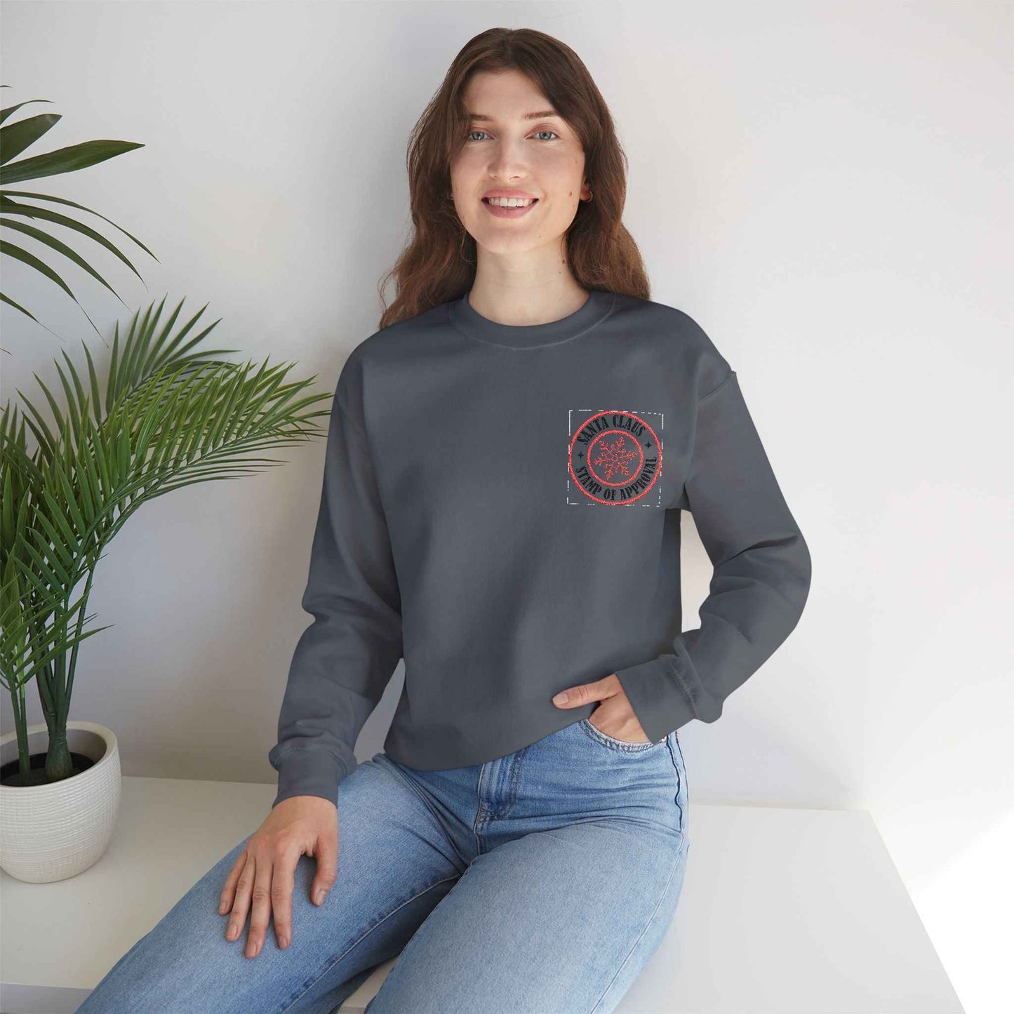 Embroidered Christmas Stamp Sweatshirt for Adults