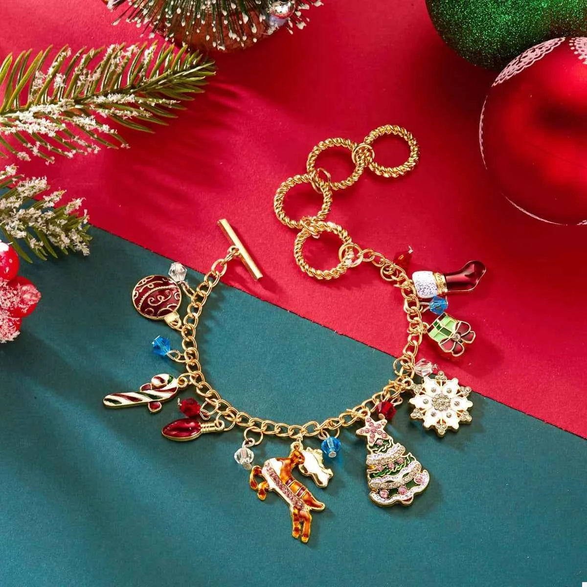 18K Gold-Plated Christmas Charm Bracelet