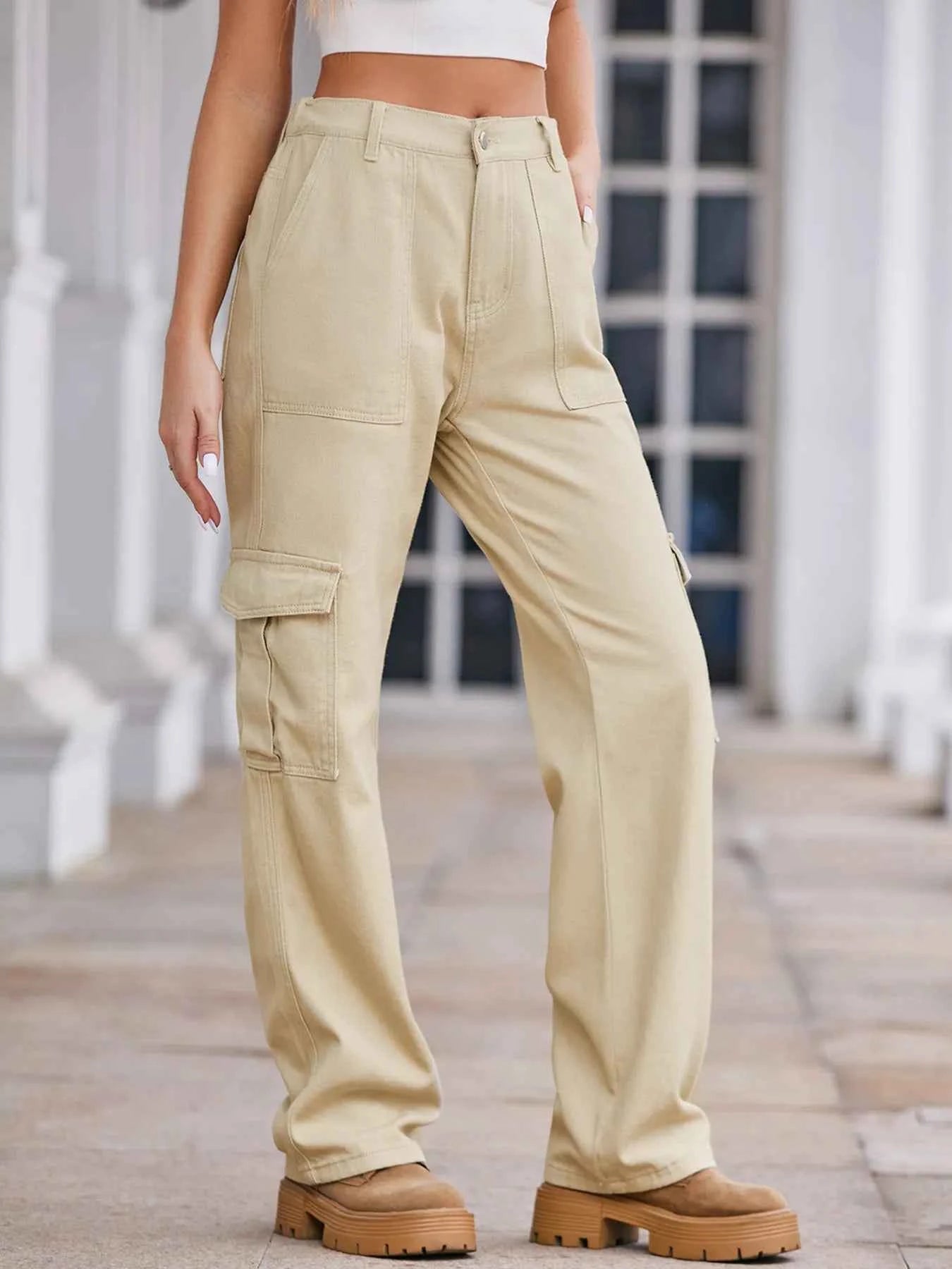 High-Waisted Cargo Jeans