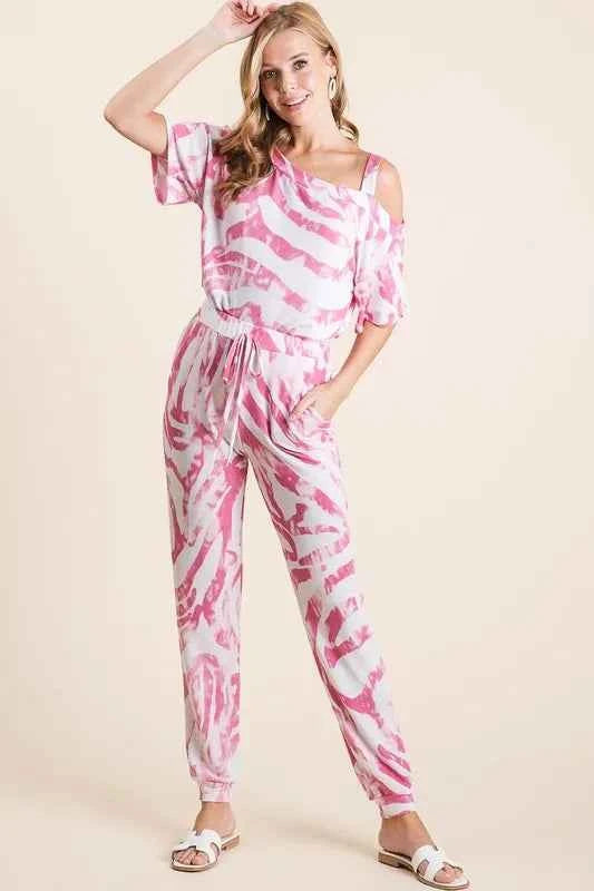 BiBi Zebra Print French Terry Top and Pants Set