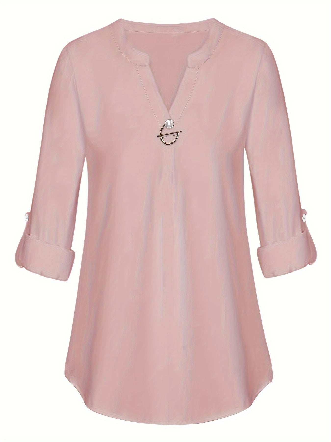 Women's Pearl Button Blouse - Long Sleeved Casual Versatile Top - The Eggy's store