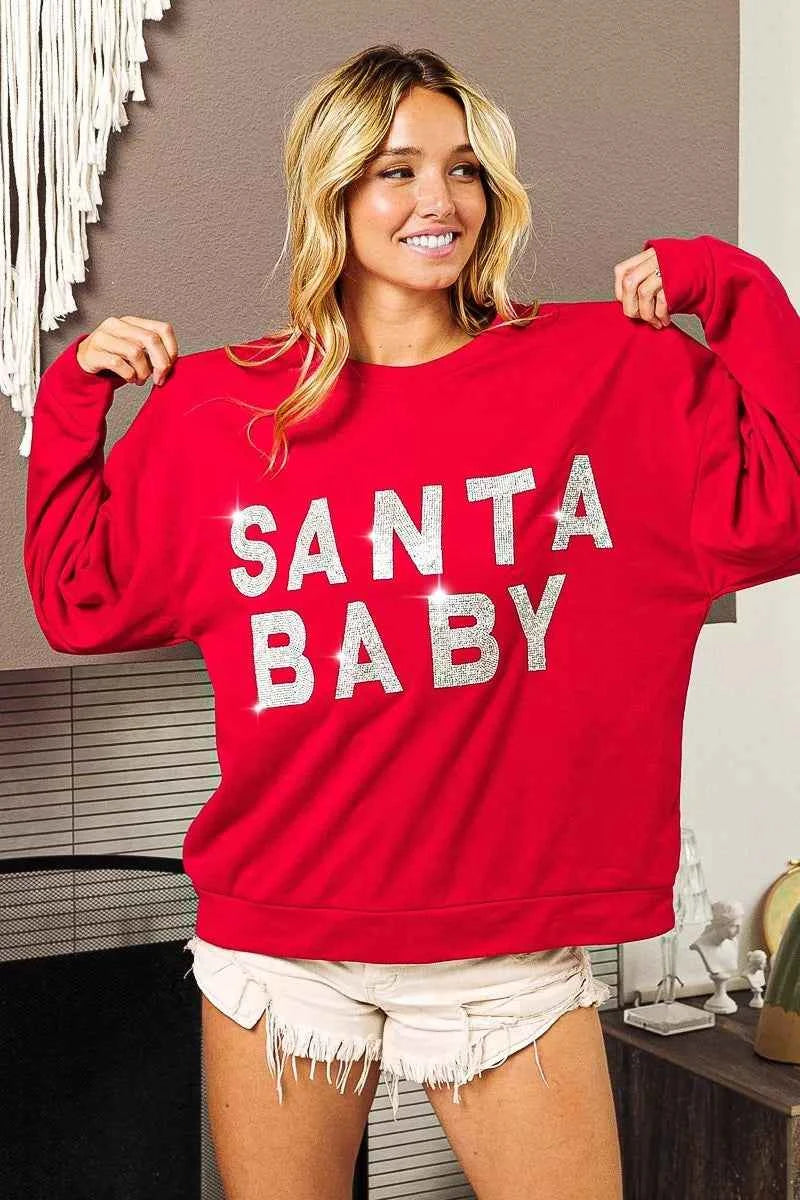BiBi Santa Baby Lettering Christmas Sweatshirt