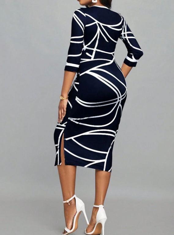 Ladies' Casual Printed Dress - Round Neck Women's Casual Dress - The Eggy's store