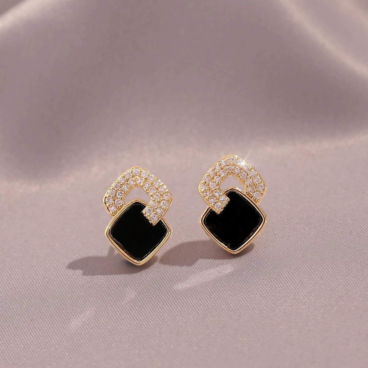 Women's Cross Black Small Square Earrings Versatile Gift - The Eggy's store