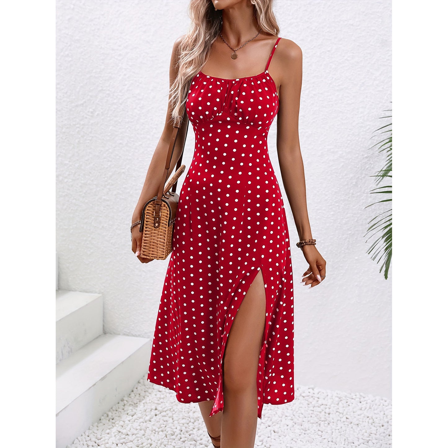Polka Dot Suspender Dress - New Summer Sexy Split Long Dress for Women - The Eggy's store