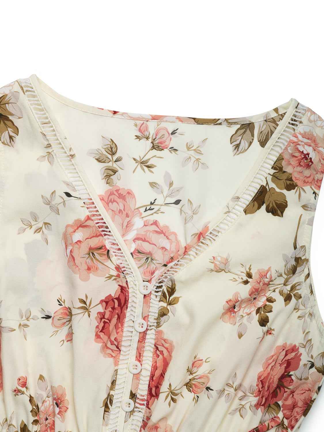 Printed Ruffled Hem V-Neck Sleeveless Dress