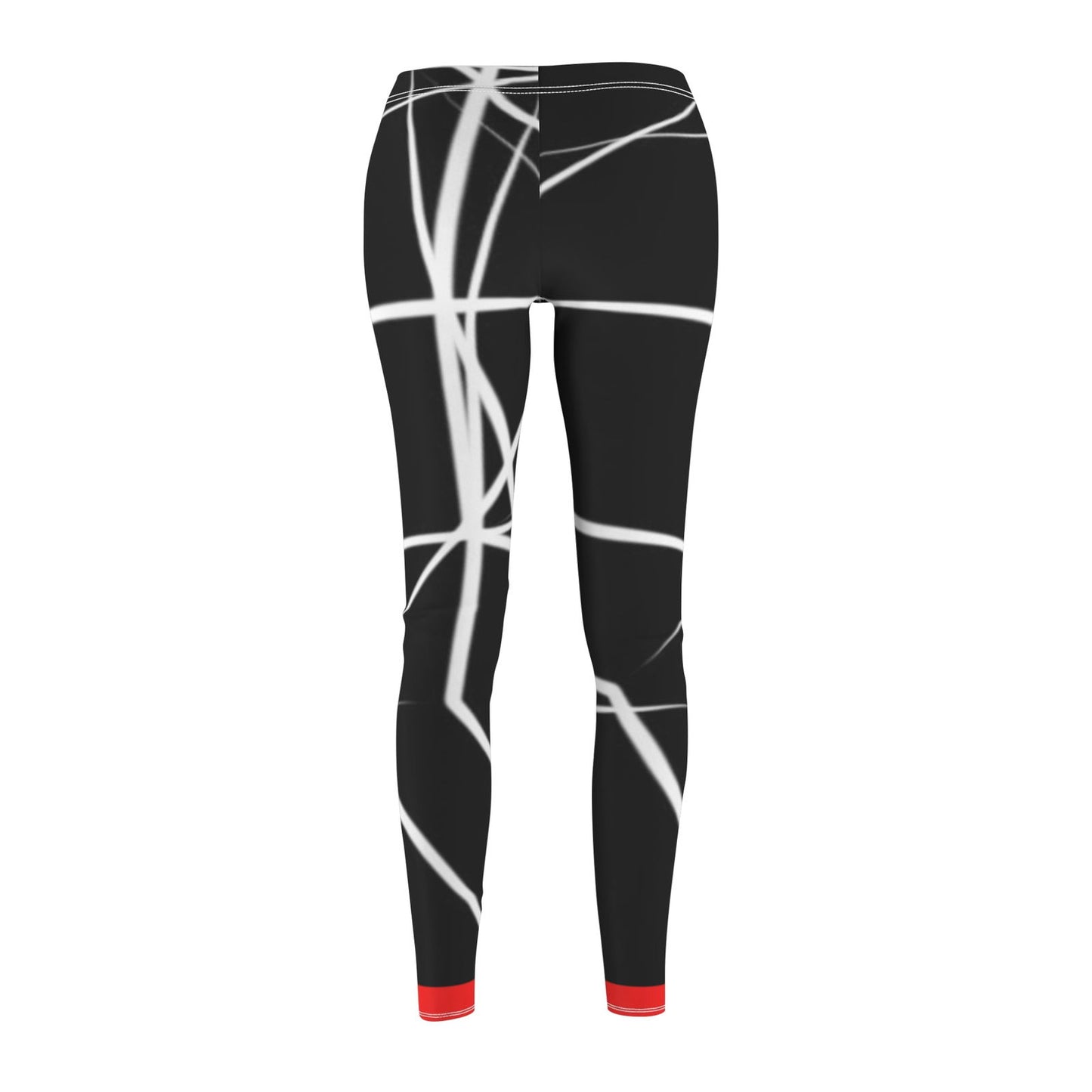 Black/White with Red: Adult Women's Leggings ( - The Eggy's store
