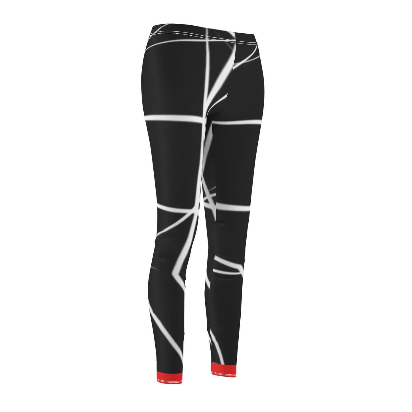 Black/White with Red: Adult Women's Leggings ( - The Eggy's store