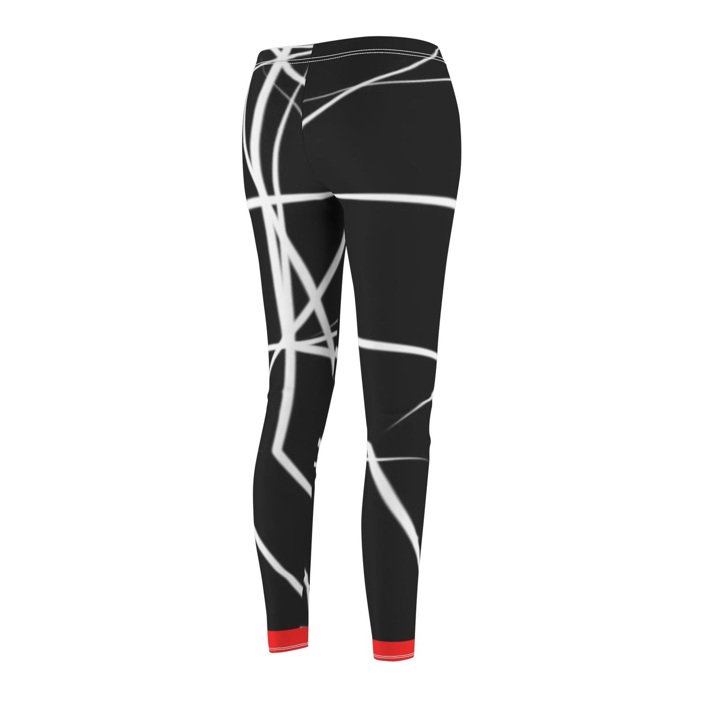 Black/White with Red: Adult Women's Leggings ( - The Eggy's store