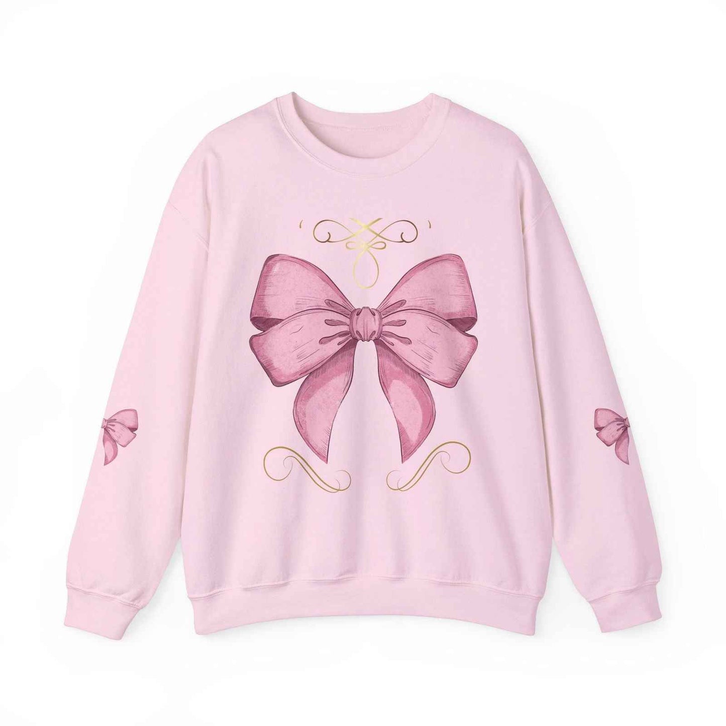 Cute Pink Bow Adult Sweatshirt Crewneck Women's Top