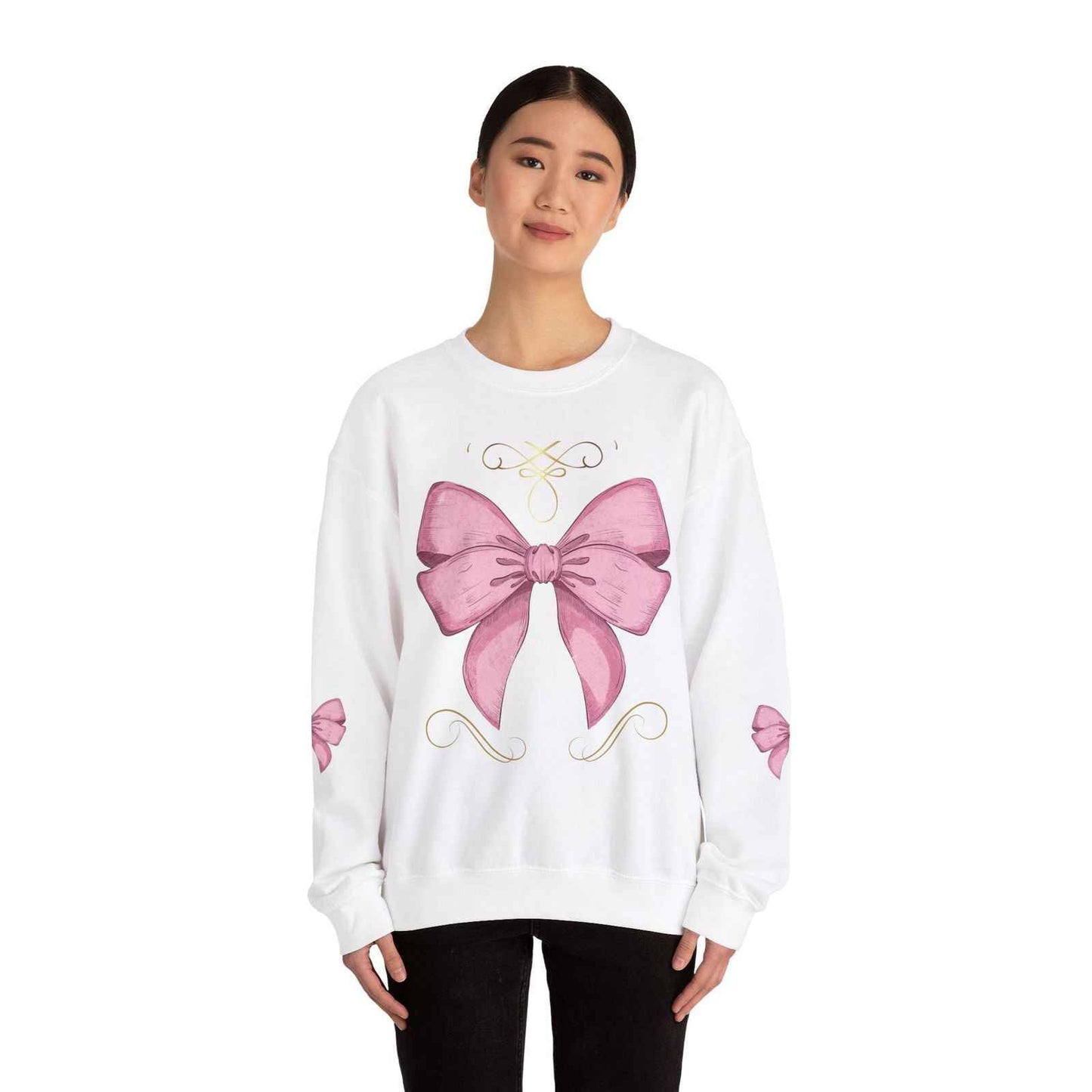 Cute Pink Bow Adult Sweatshirt Crewneck Women's Top
