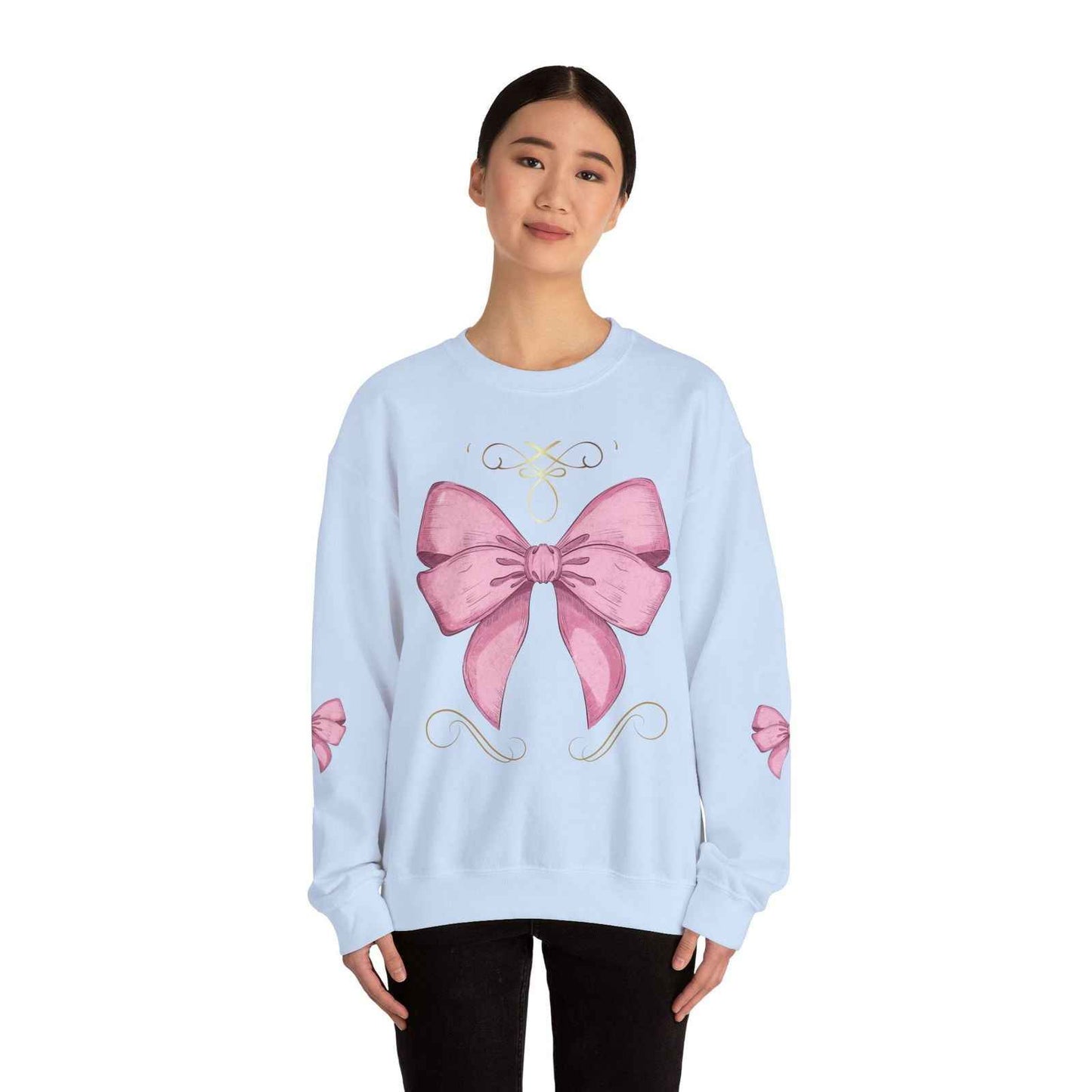 Cute Pink Bow Adult Sweatshirt Crewneck Women's Top