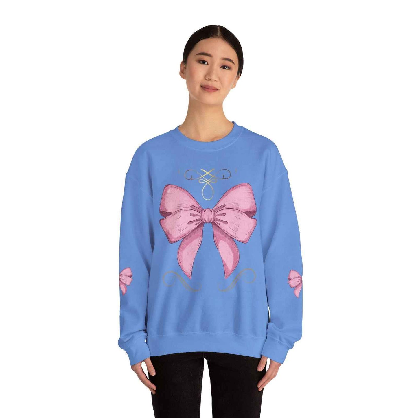 Cute Pink Bow Adult Sweatshirt Crewneck Women's Top