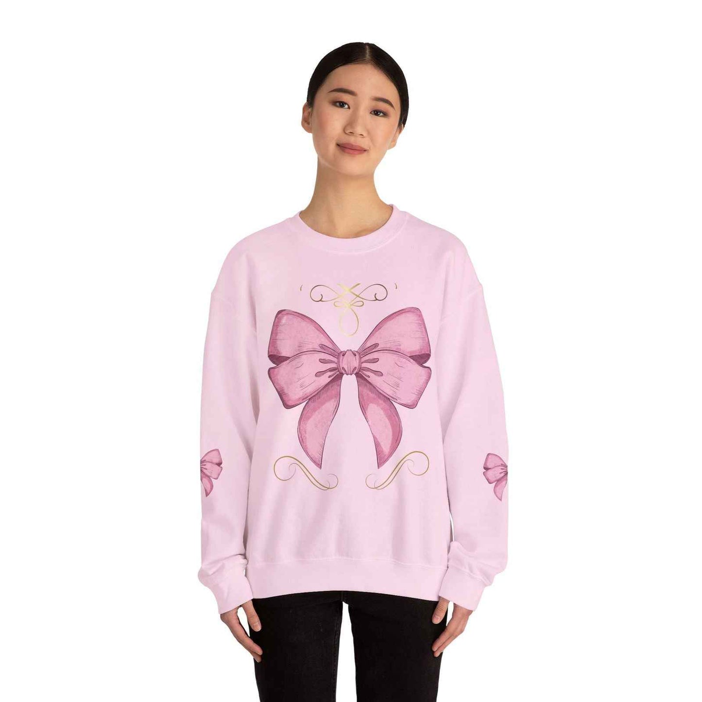 Cute Pink Bow Adult Sweatshirt Crewneck Women's Top