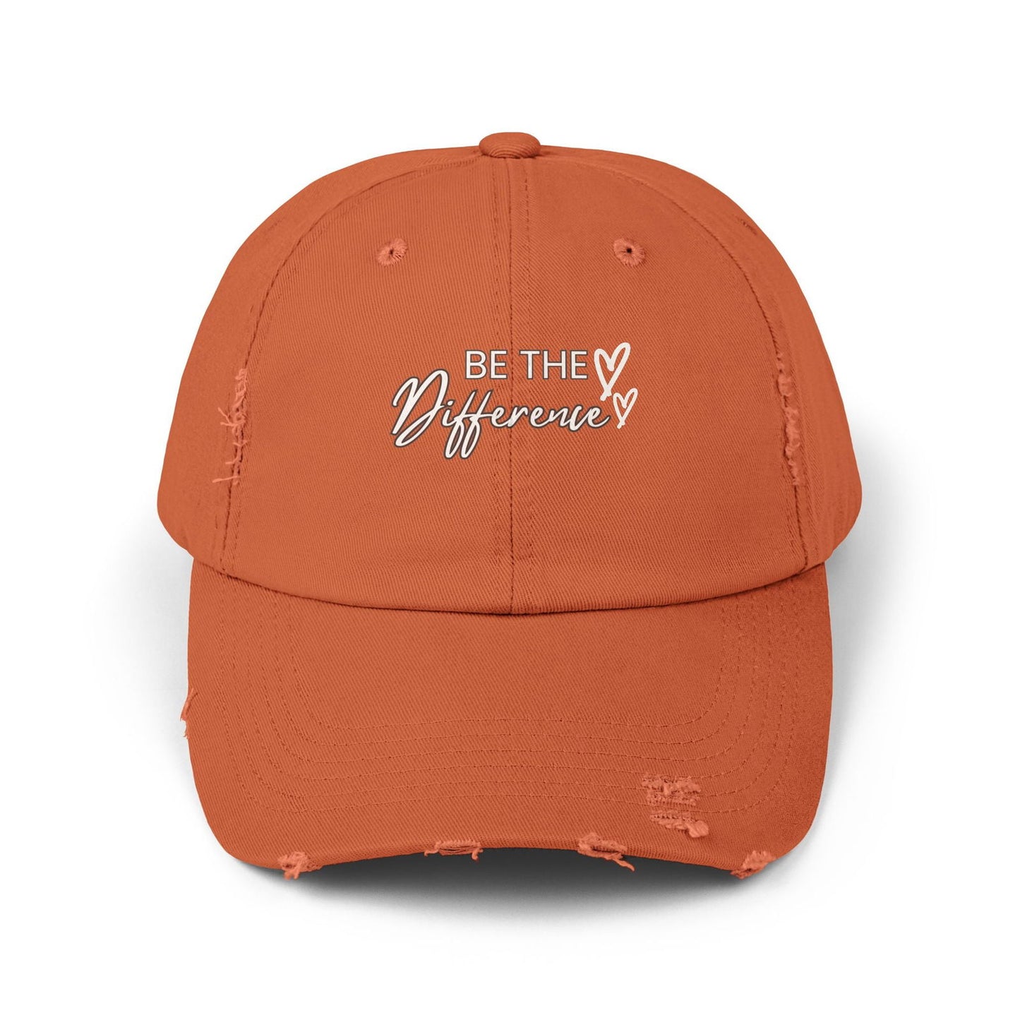 Distressed Cap, Be the Difference Quote Hat, Inspirational Baseball Cap, Motivational Snapback, Gender Neutral Headwear - The Eggy's store