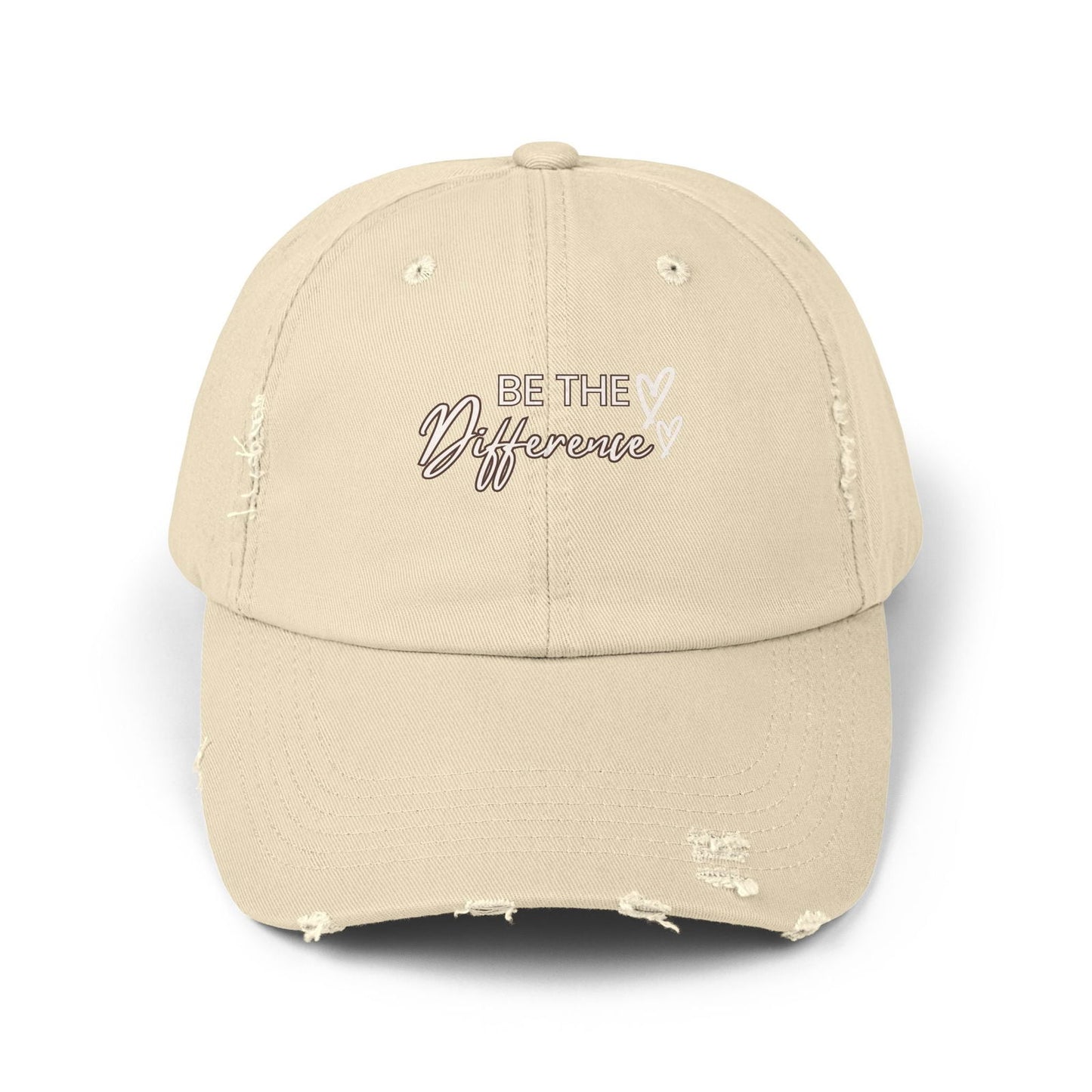 Distressed Cap, Be the Difference Quote Hat, Inspirational Baseball Cap, Motivational Snapback, Gender Neutral Headwear - The Eggy's store