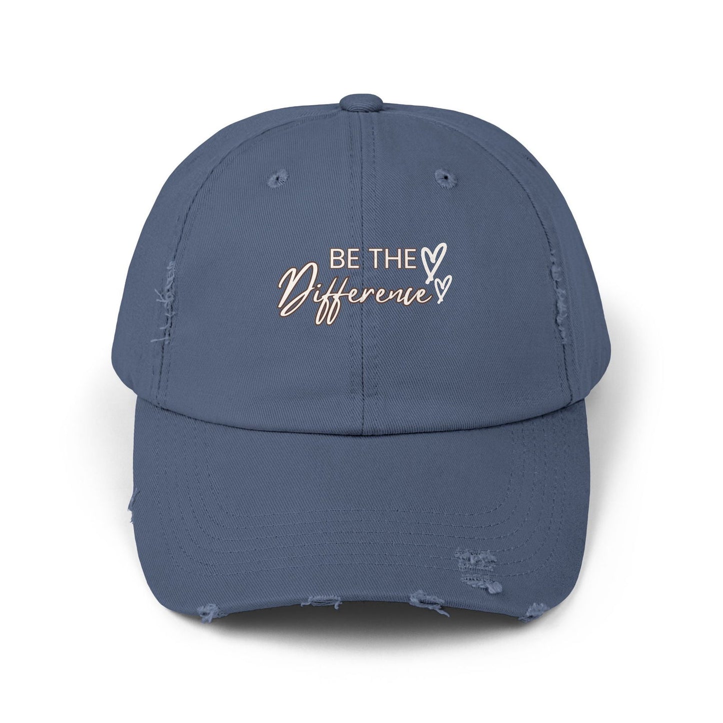 Distressed Cap, Be the Difference Quote Hat, Inspirational Baseball Cap, Motivational Snapback, Gender Neutral Headwear - The Eggy's store