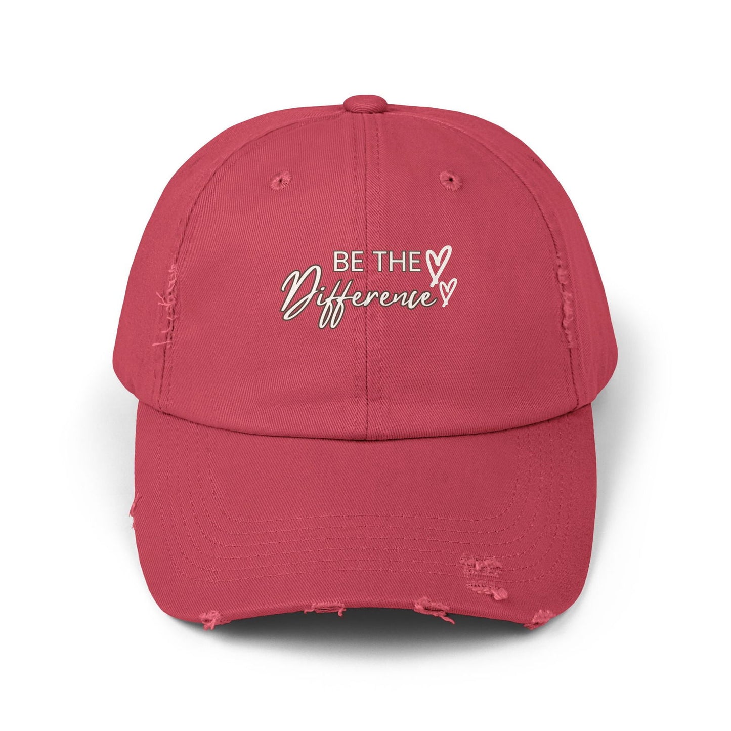 Distressed Cap, Be the Difference Quote Hat, Inspirational Baseball Cap, Motivational Snapback, Gender Neutral Headwear - The Eggy's store