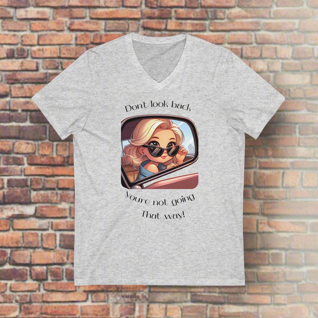 Don't Look Back: Short Sleeve V-Neck Tee - The Eggy's store