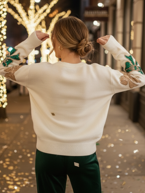 Sequins Bow Christmas Sweater