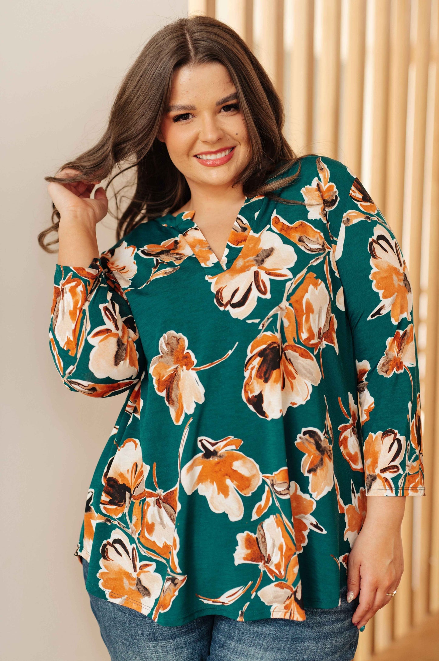 I Think Different Top in Teal Floral Women's Blouse