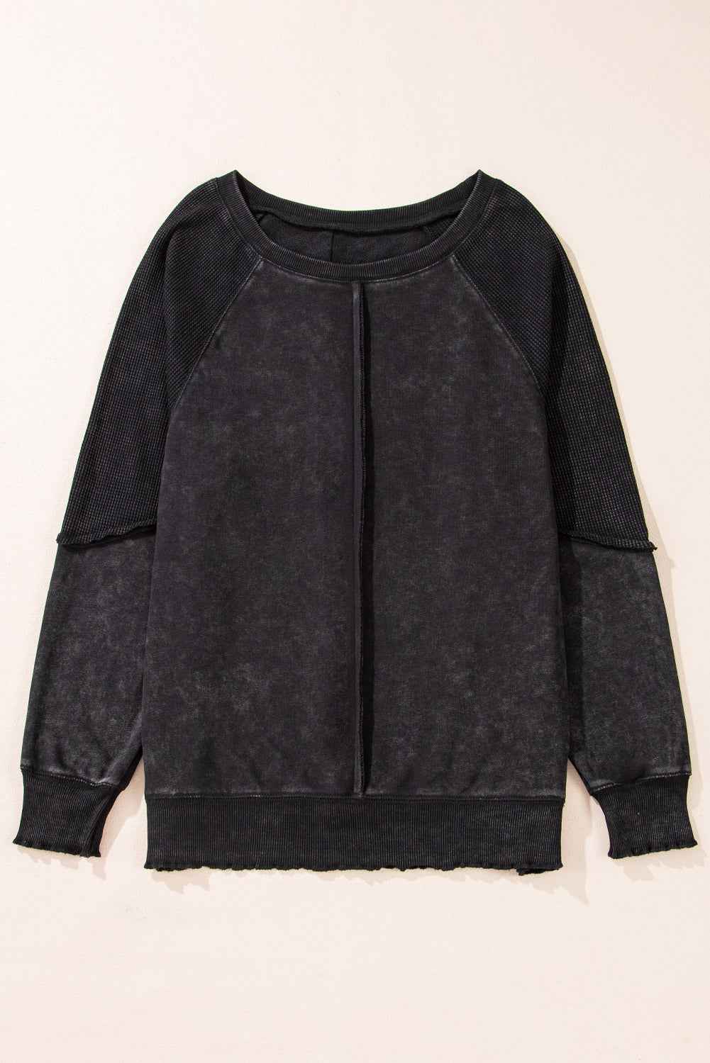 Jolie Waffle Exposed Seam Raglan Sweatshirt