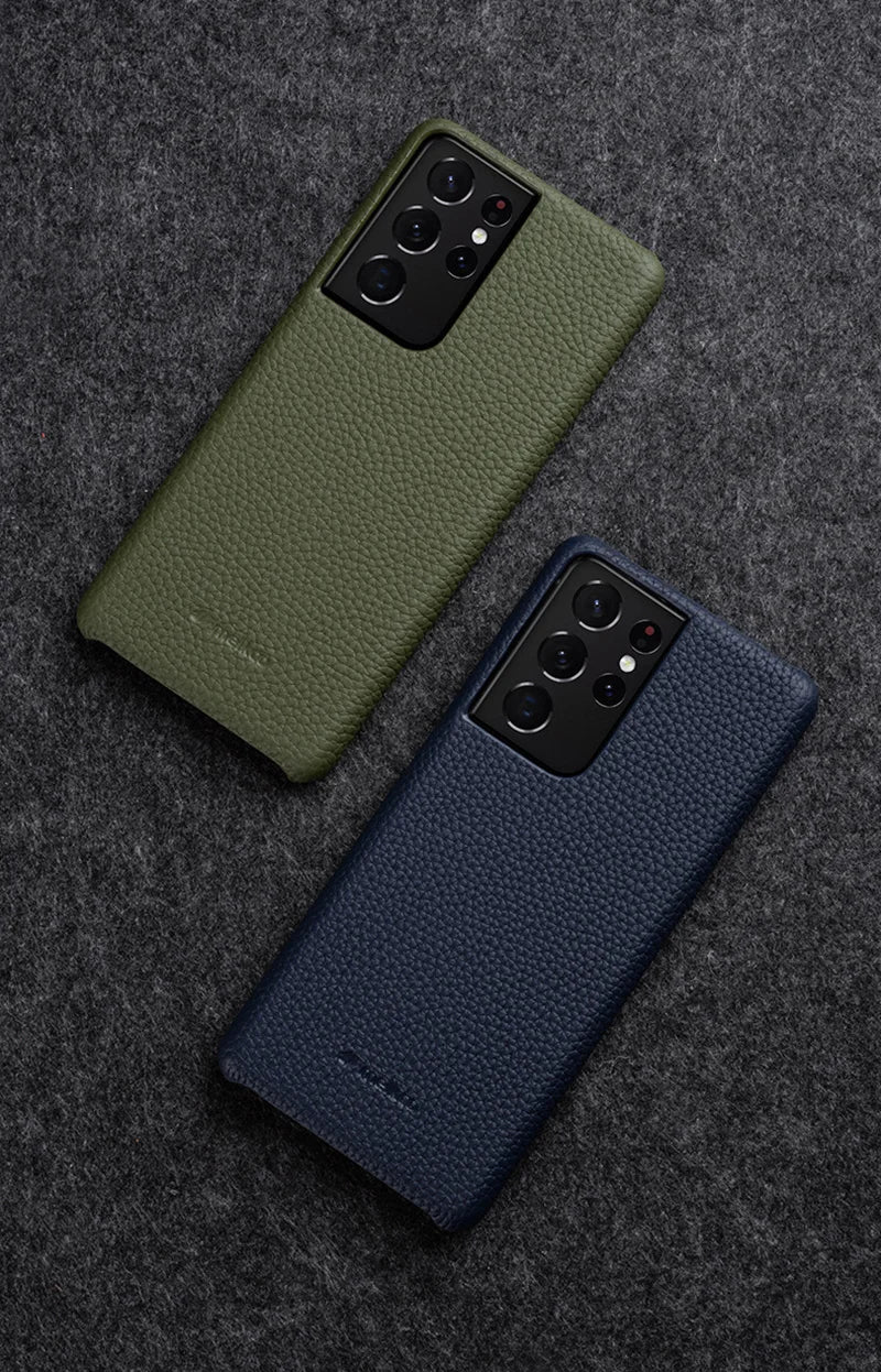 Premium Leather Phone Case for Samsung Galaxy S23 S22 Ultra 21 Plus 5G - Luxury Genuine Cowhide Business Cover - The Eggy's store