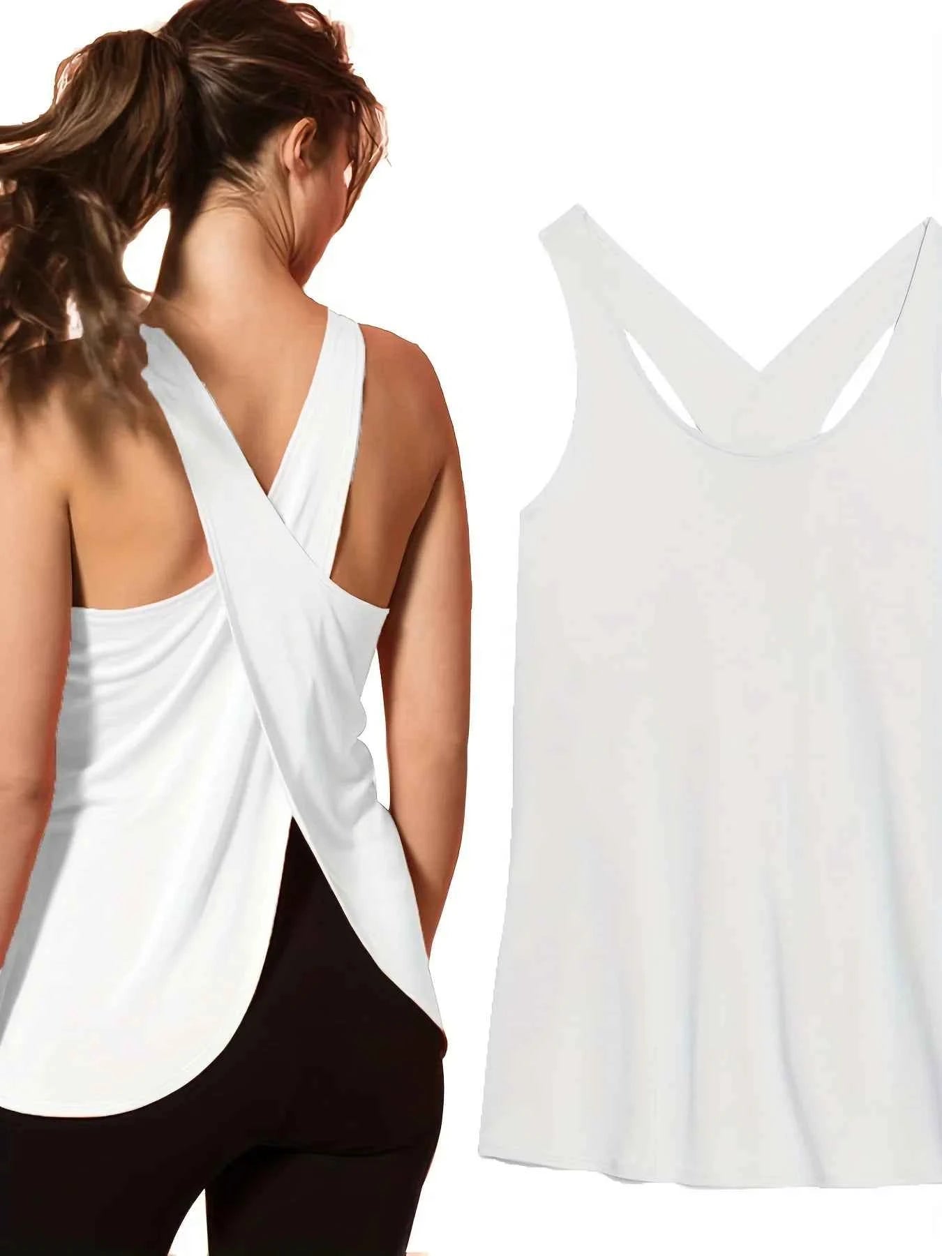 Women's Solid Wrap Back Sports Tank Top