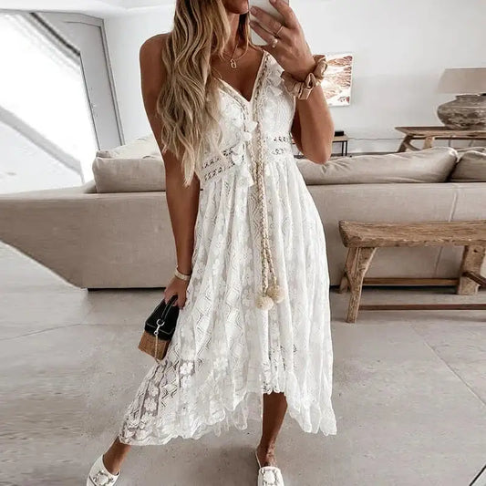 Off Shoulder Lace Maxi Dress