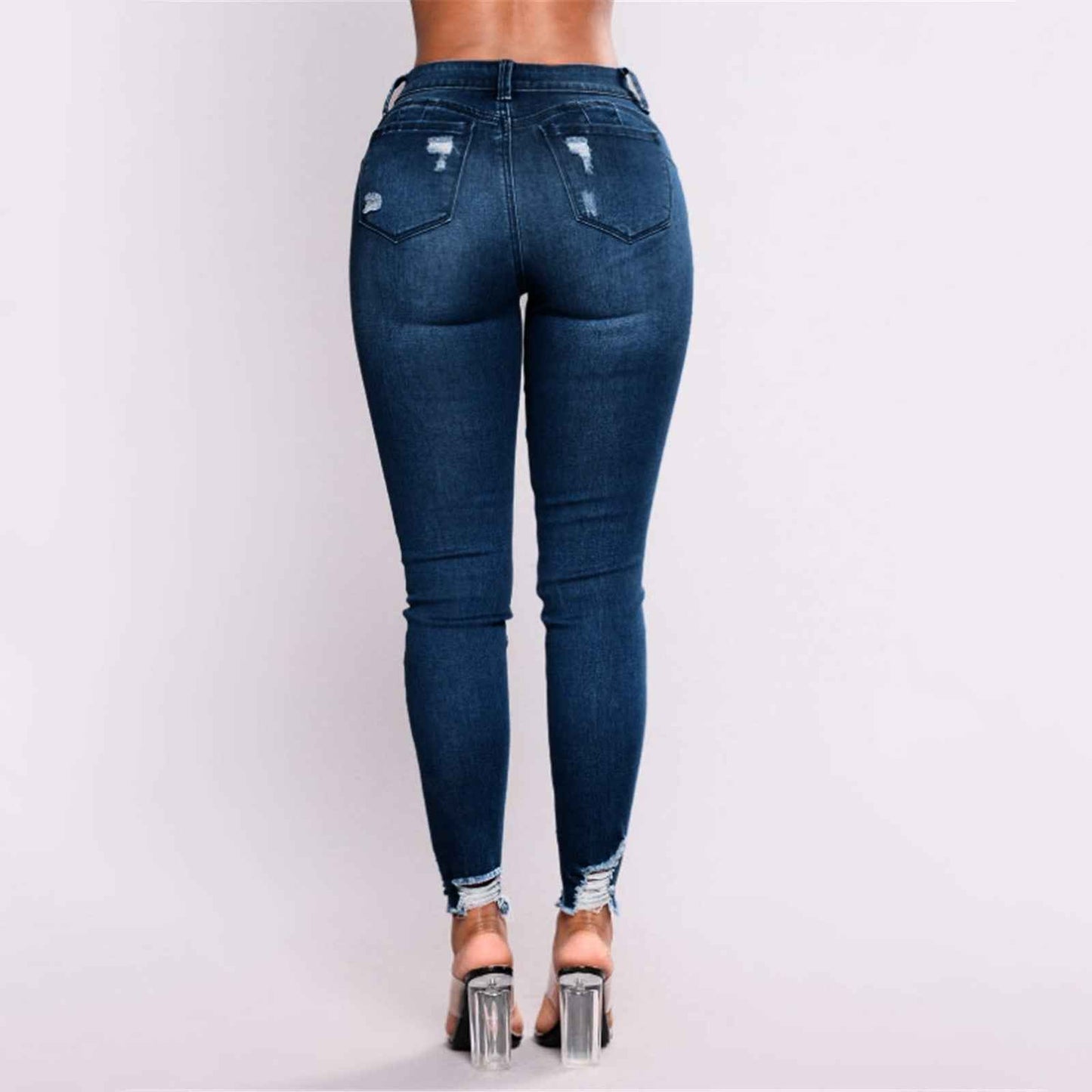 Hole Denim Trousers For Women Skinny Ripped Jeans Small Feet Slim Denim Pants Buttocks Ripped Jeans Women'S Denim Pants