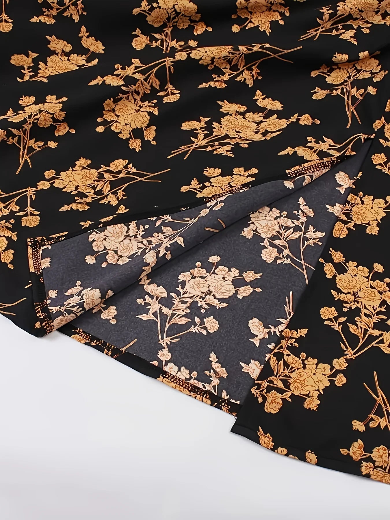 European and American Fashion Flower Print A-Line Dress with Shoulder Ties and Slit - The Eggy's store