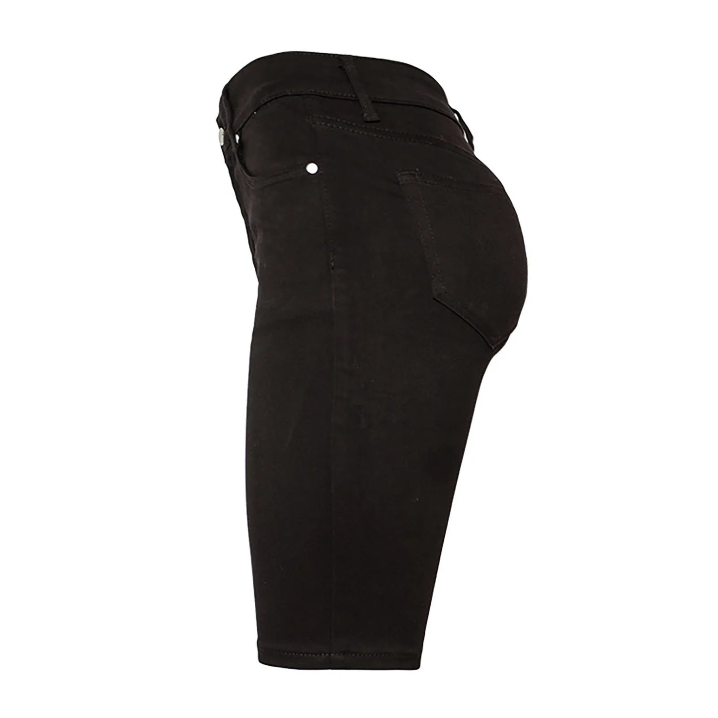 Casual Retro Black High Waist Denim Shorts for Women - Knee-long Summer Shorts - The Eggy's store