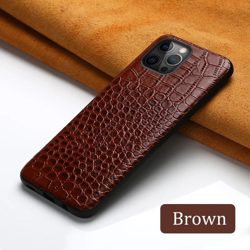 Genuine Leather iPhone Case for Apple iPhone 14 13 12 11 Pro Max Mini X XR XS 6S 7 8 SE 2020 Back Cover - The Eggy's store
