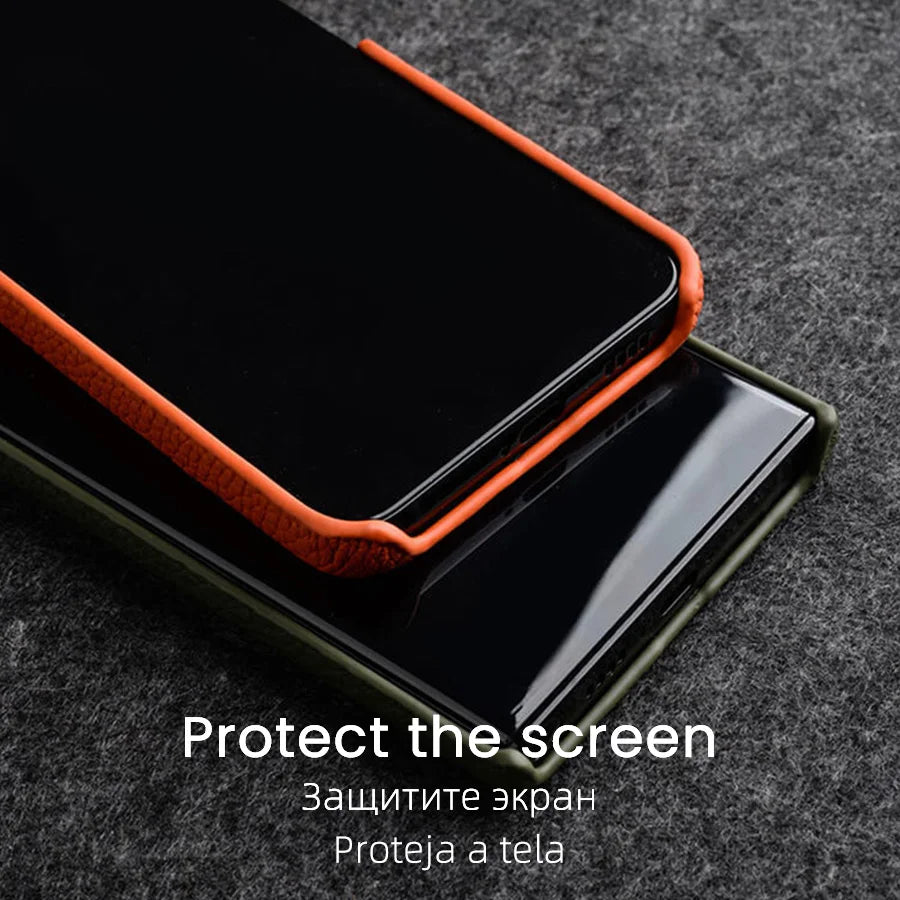 Premium Leather Phone Case for Samsung Galaxy S23 S22 Ultra 21 Plus 5G - Luxury Genuine Cowhide Business Cover - The Eggy's store