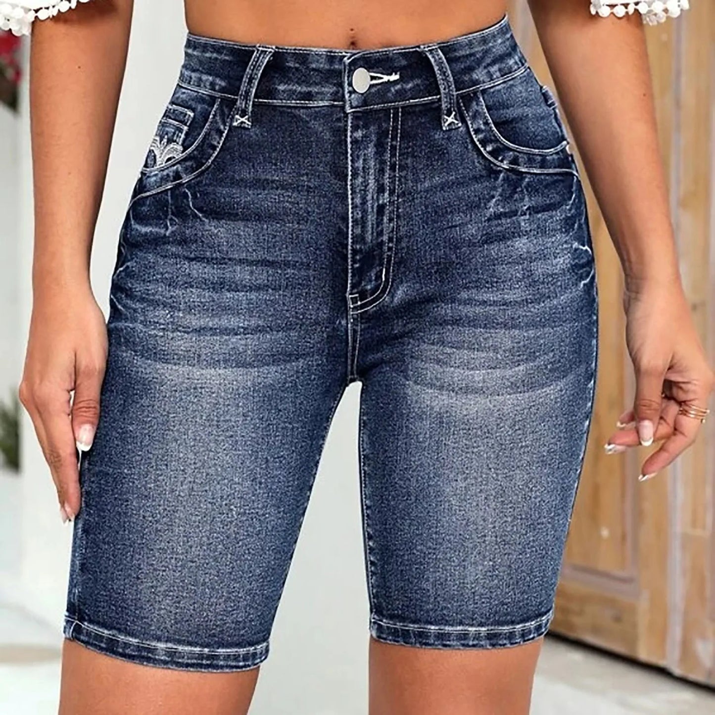 High Waist Denim Shorts for Women - Summer Stretch Casual Jeans - The Eggy's store
